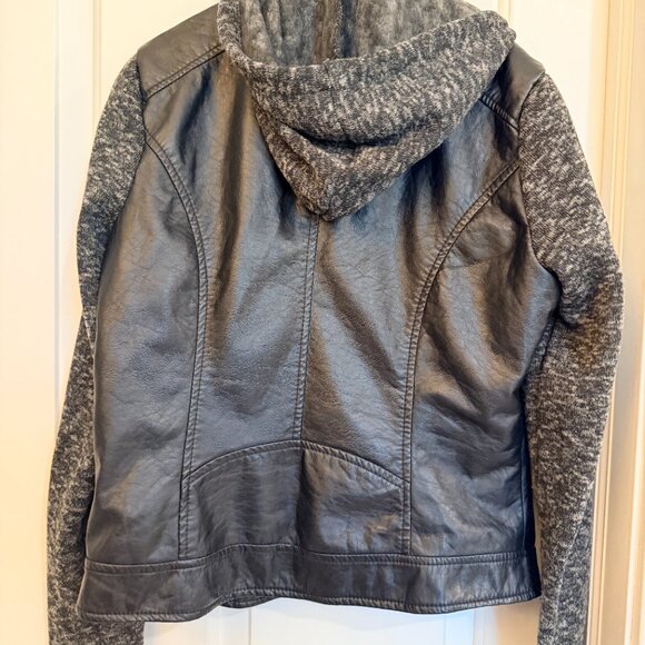 J2 Black Faux Leather Moto Jacket Size Large - Picture 8 of 10